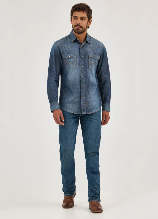 WRANGLER® Men’s RETRO® PREMIUM Long Sleeve Western Snap, Modern Fit MVR458D