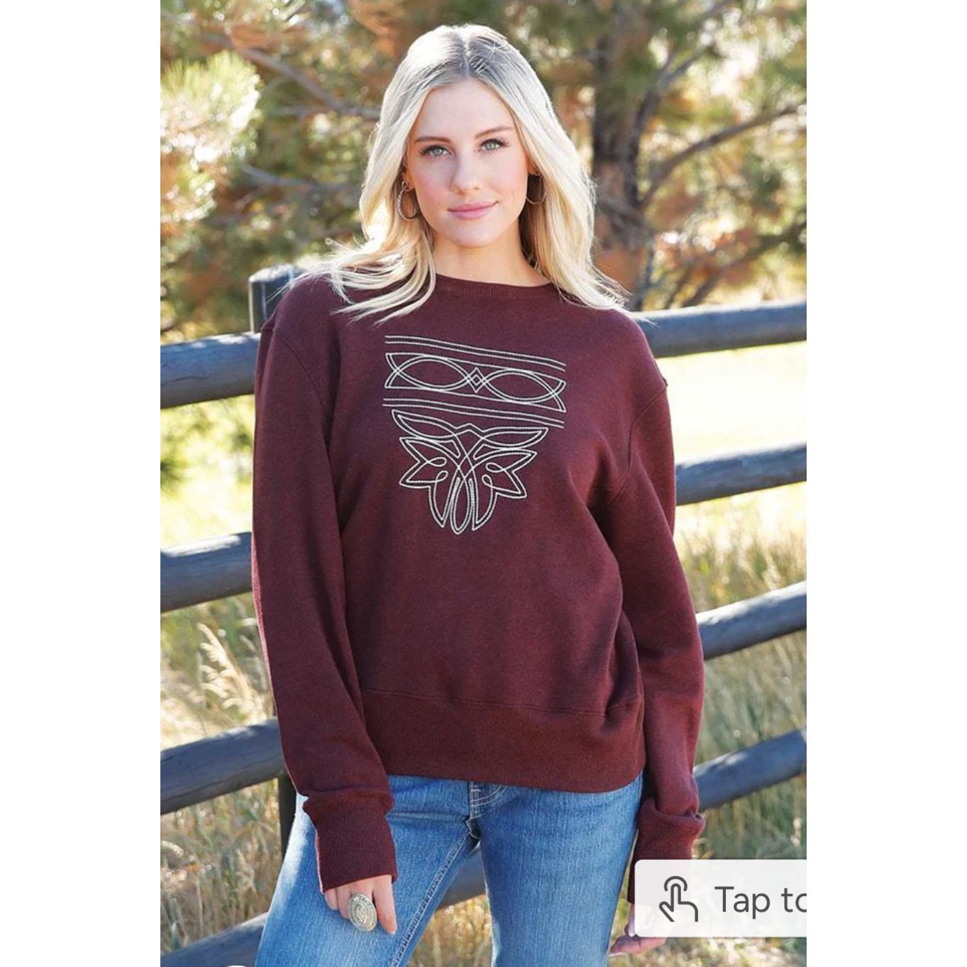 Cruel Denim Ladies Sweatshirt, Mustard Burgandy - CWK7500002