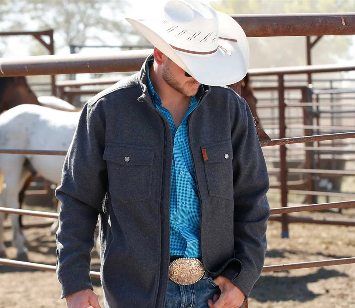 Cinch Men’s Knit Shirt Jacket Charcoal- MWJ1907003