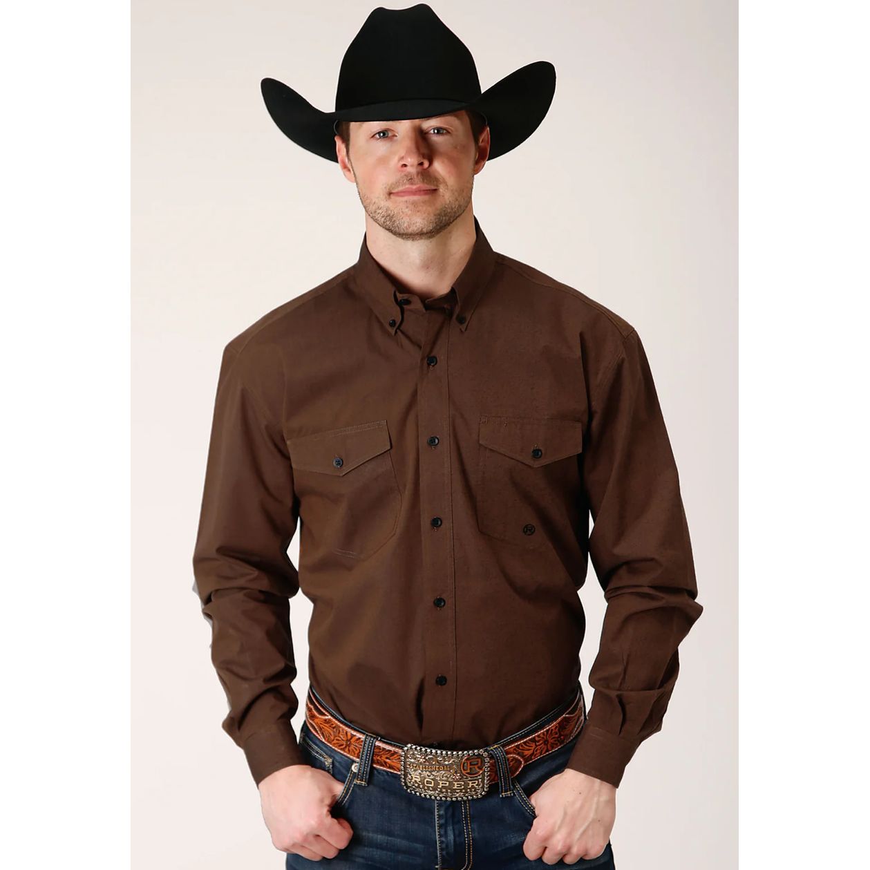 Roper Men’s Button Shirt, Brown 03-01-365-673BR