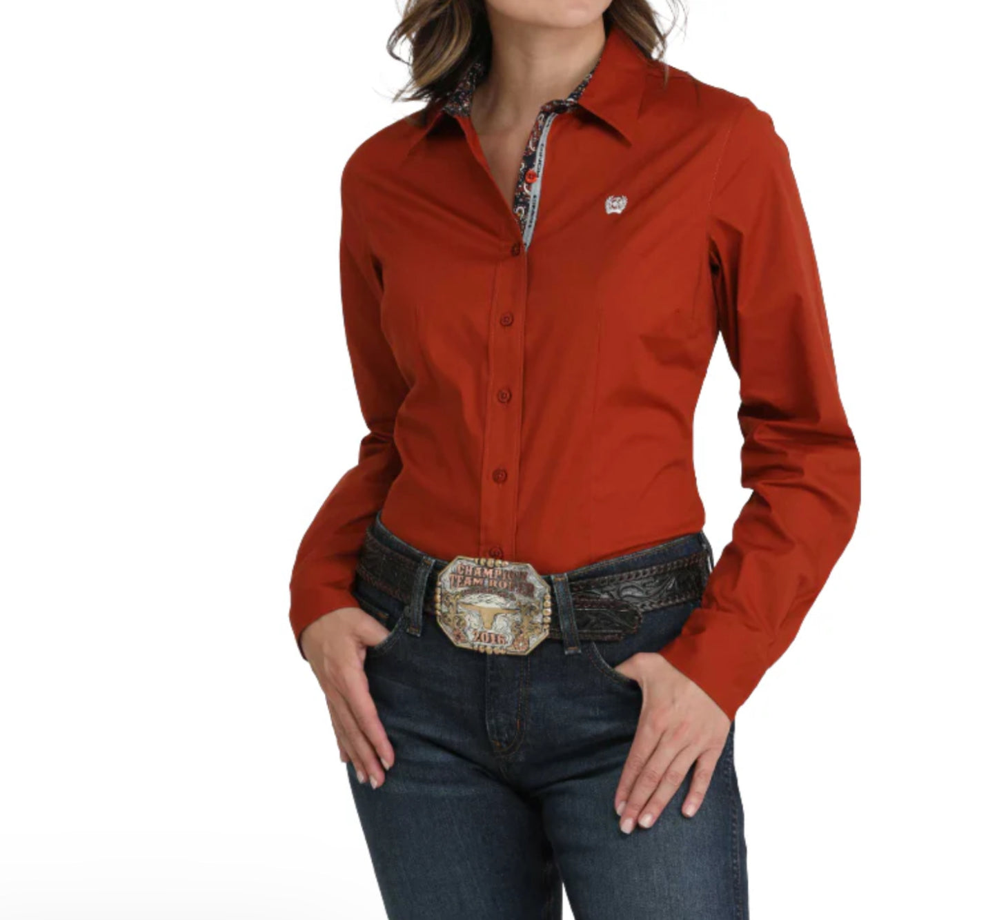 CINCH - Ladies Western Shirt, BUTTON-DOWN, Rust- MSW9165073