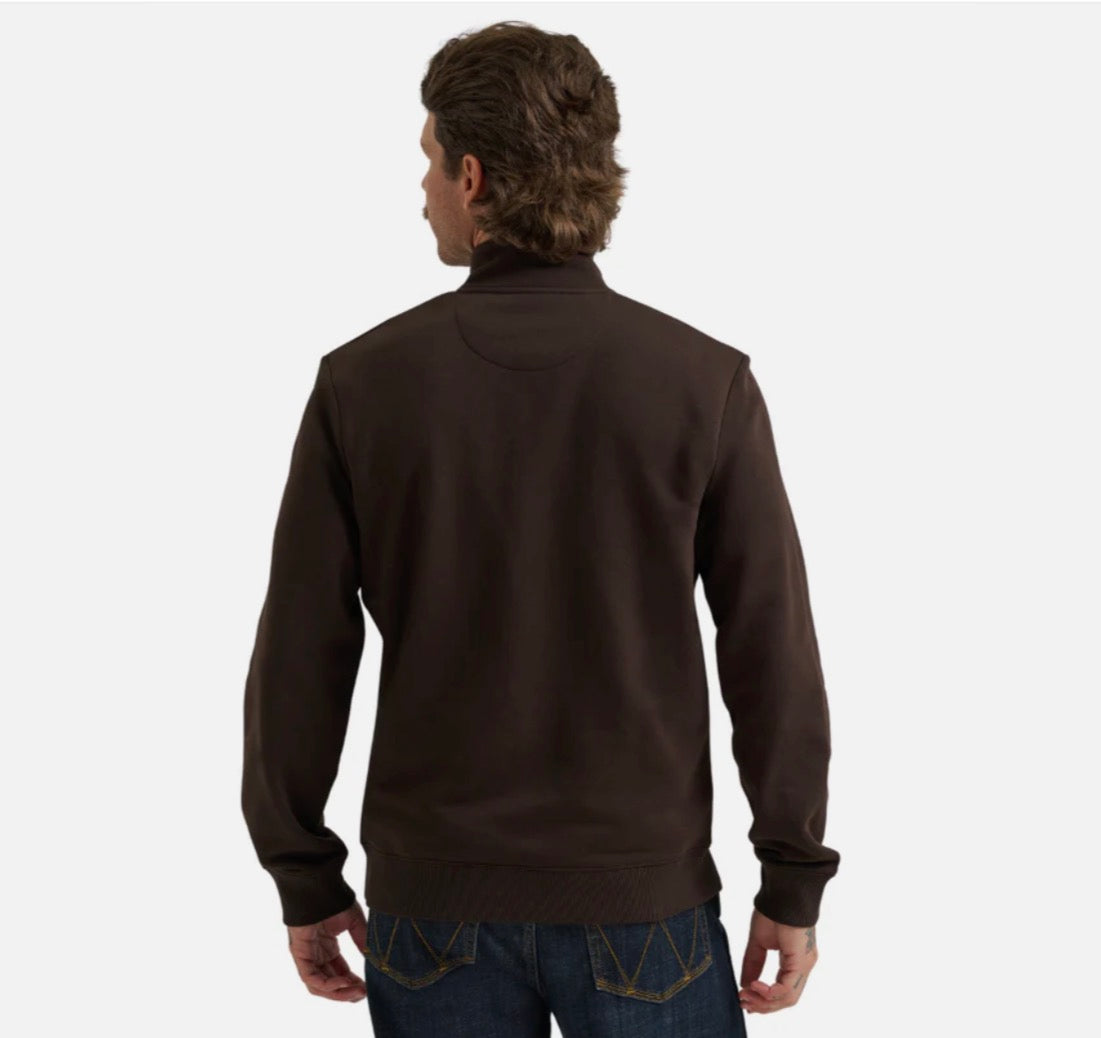 Wrangler Men’s 1/4 Zip Sweatshirt, Brown, 112379609