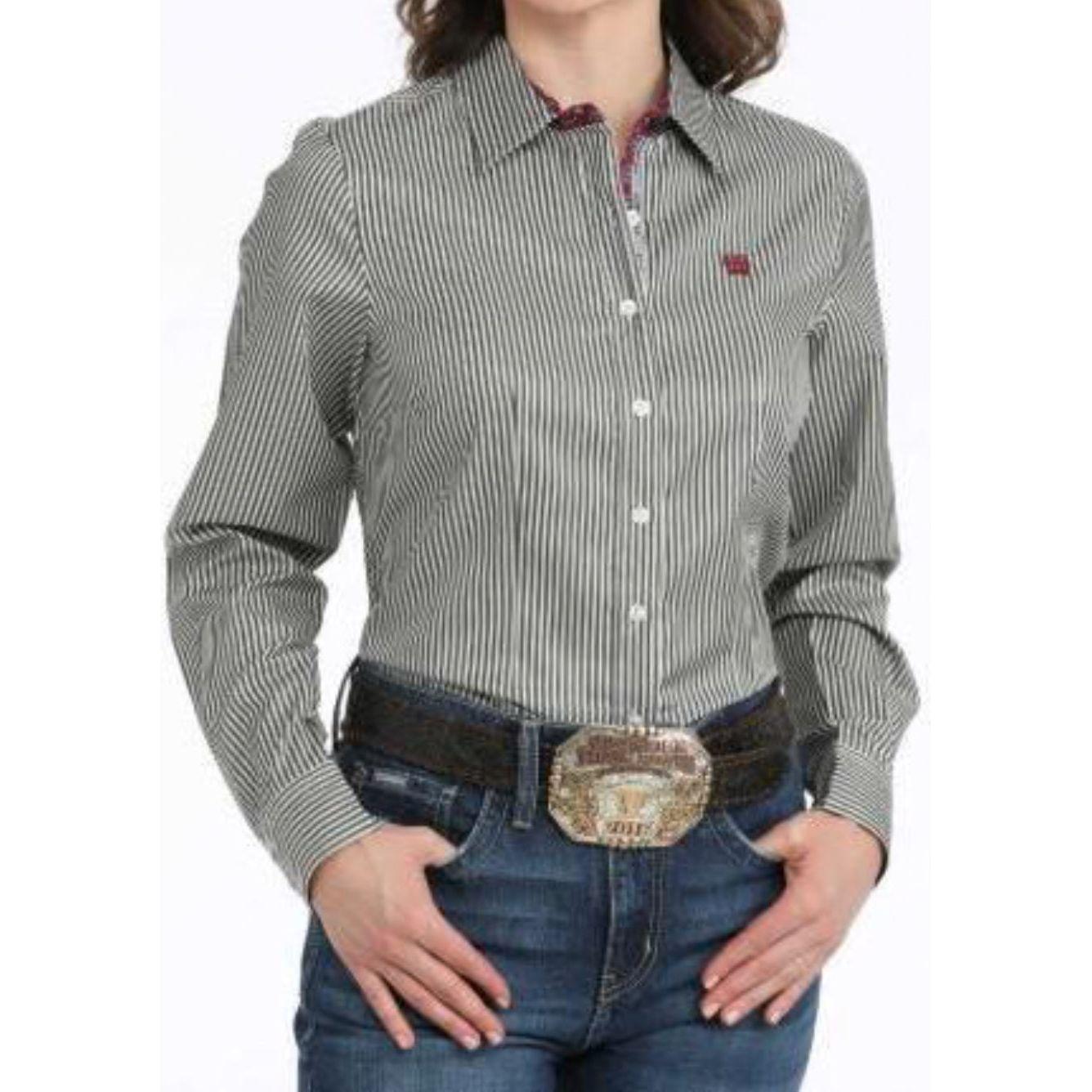 CINCH - WOMEN'S Western Shirt, BUTTON-DOWN, Black Stripe - MSW9165065
