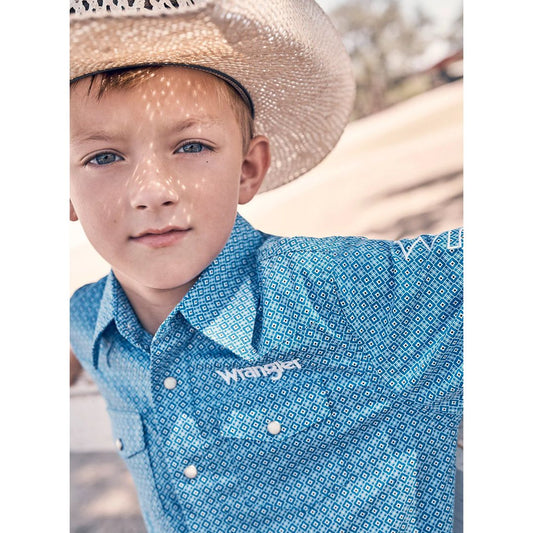 112365841 | BOY'S WRANGLER® LOGO LONG SLEEVE WESTERN SNAP SHIRT