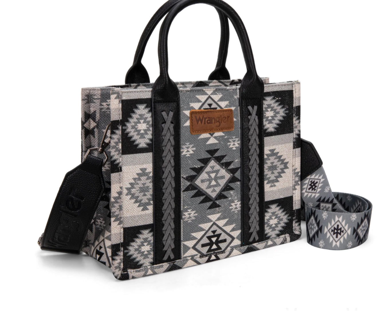 Wrangler Southwestern Print Small Canvas Tote/Crossbody - Blk WG2209- 8120SBK