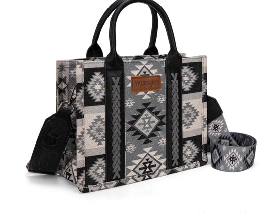 Wrangler Southwestern Print Small Canvas Tote/Crossbody - Blk WG2209- 8120SBK