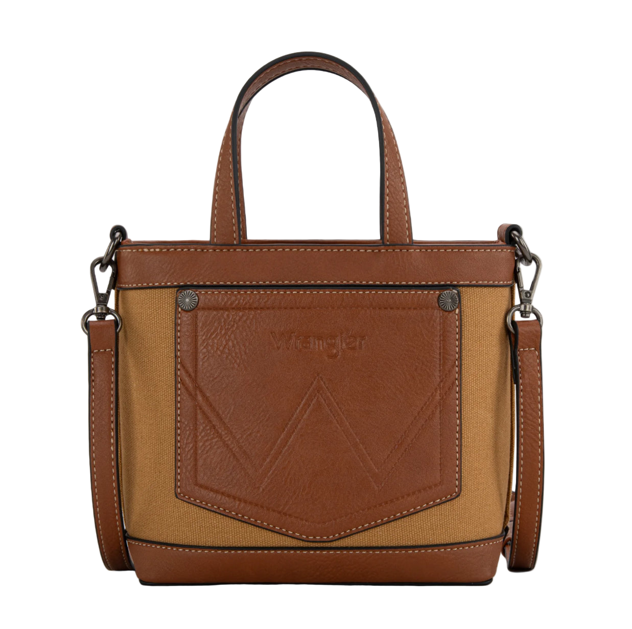 Wrangler Ladies Canvas, Mini Top Handle, Crossbody, Tote, WG142-2005 Army-Green or Tan or Brown or Pink