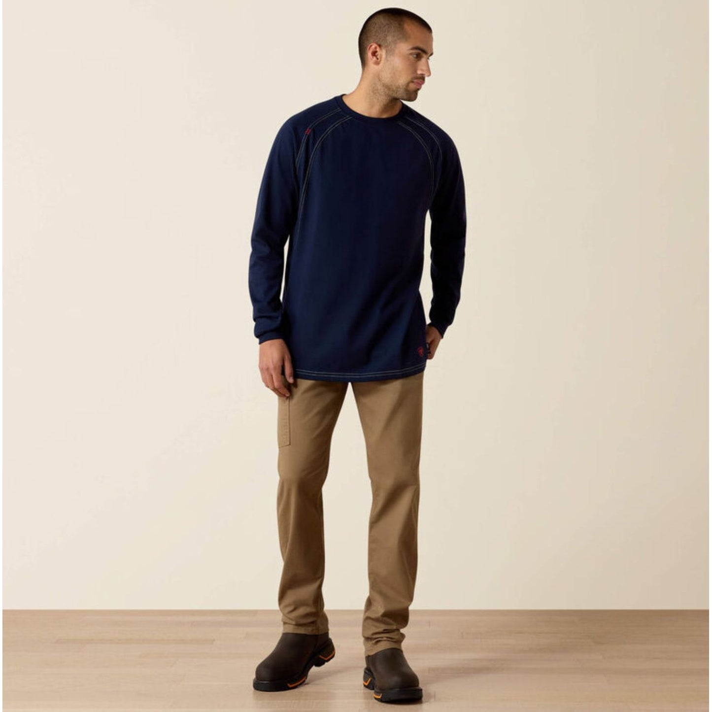 Ariat Mens Navy Fire Resistant Work Crew, Long Sleeve TShirt | 10012256.