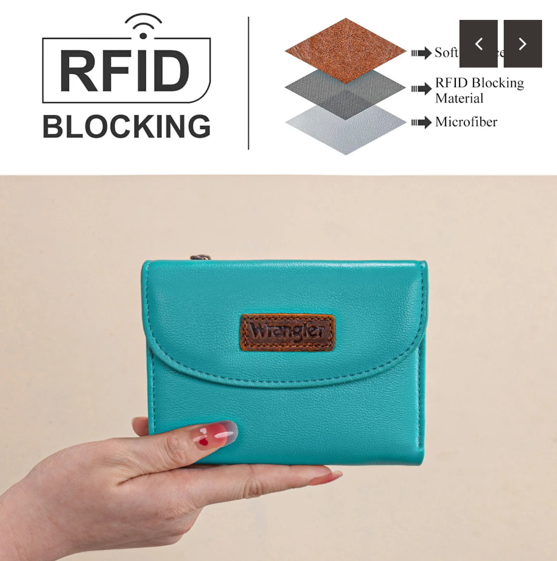 Wrangler Wallet -  Dual Sided WG263-W076 Turquoise or Cream