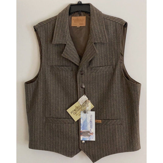 POWDER RIVER OUTFITTERS Preium Wool MENS  Brown Stripped VEST 98-1176