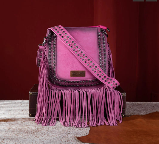 Wrangler Rivets Fringe Concealed Carry Crossbody -Hot Pink WG65-G2003HPK