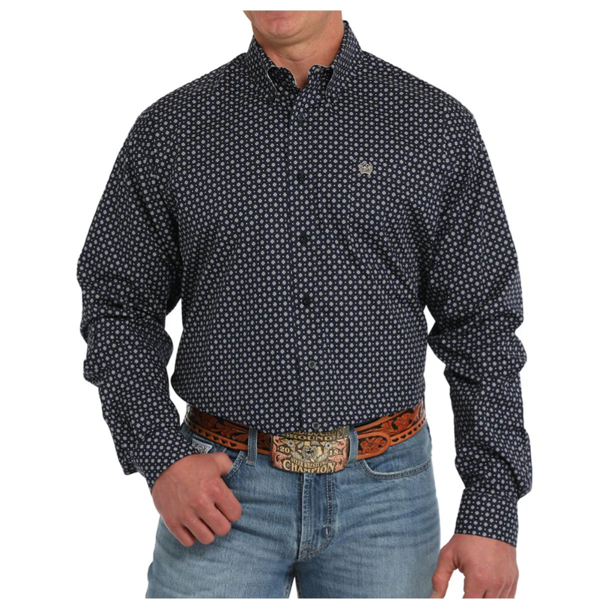 CINCH MEN'S GEOMETRIC PRINT LONG SLEEVE BUTTON-DOWN SHIRT MTW1105859