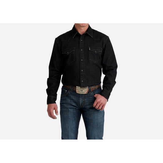 Cinch Men’s Modern Fit, Black Denim, Snap Shirt - MTW1303101