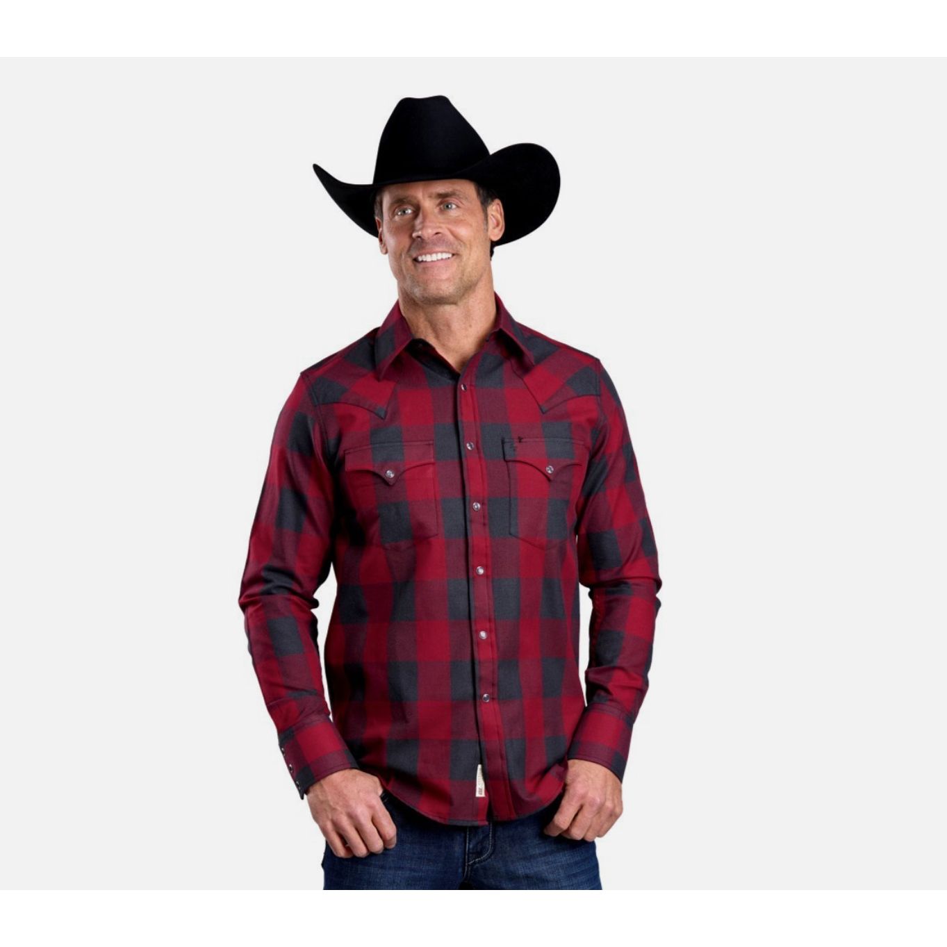 Stetson Men’s Snap Shirt, Red Buffalo Plaid, 11-001-0478-6060