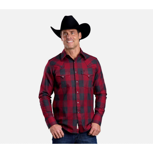 Stetson Men’s Snap Shirt, Red Buffalo Plaid, 11-001-0478-6060