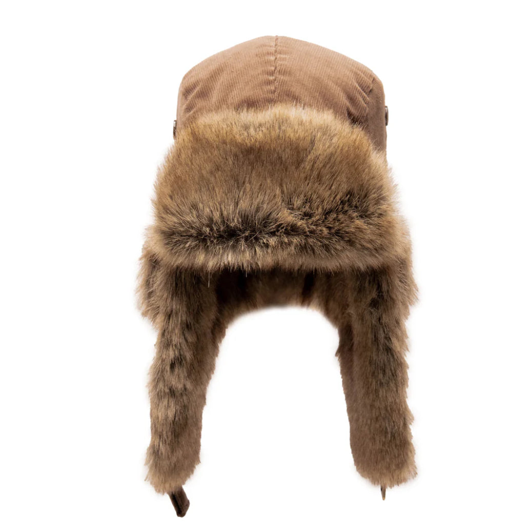 CrownCap Faux Fur Aviator with Fine Wale Cotton Corduroy Cover Winter Hat 1-47042