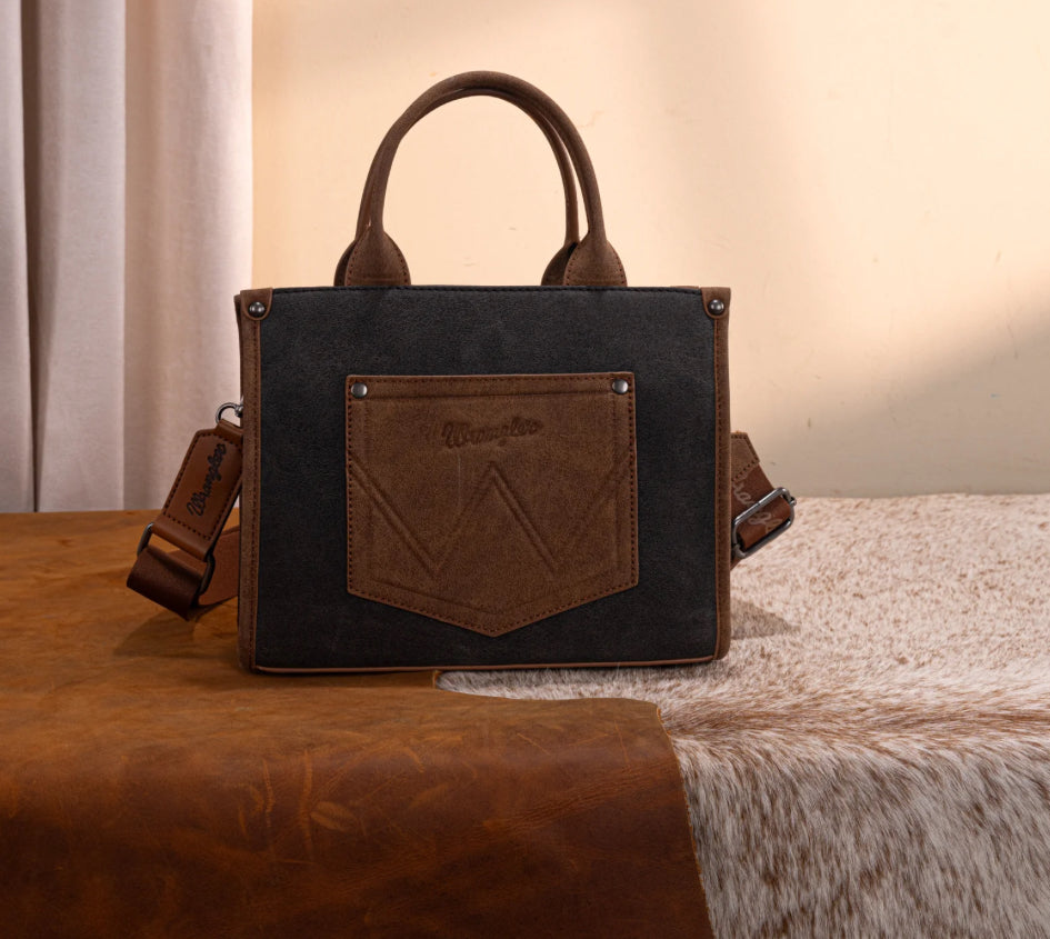 WRANGLER Purse, Tote, Crossbody, Brown, Tooled WG250-81202BK