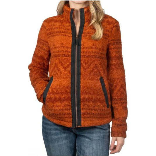 Cruel Denim WOMEN'S LONG SLEEVE TEDDY BEAR FLEECE JACKET -  Burnt Orange CWJ7324002