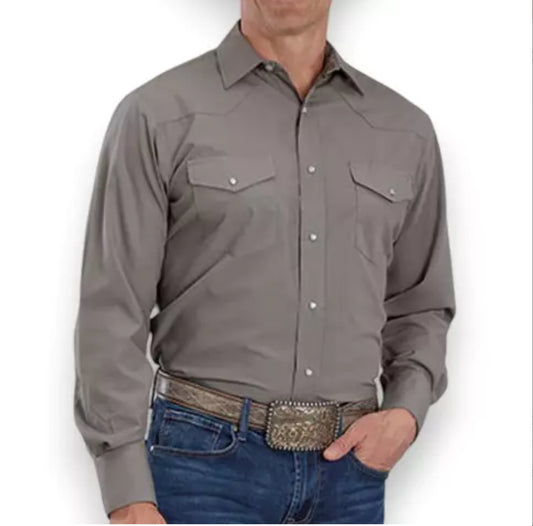 Roper Men’s Western Shirt - Long Sleeve, Snap, Grey 1-01-025-440