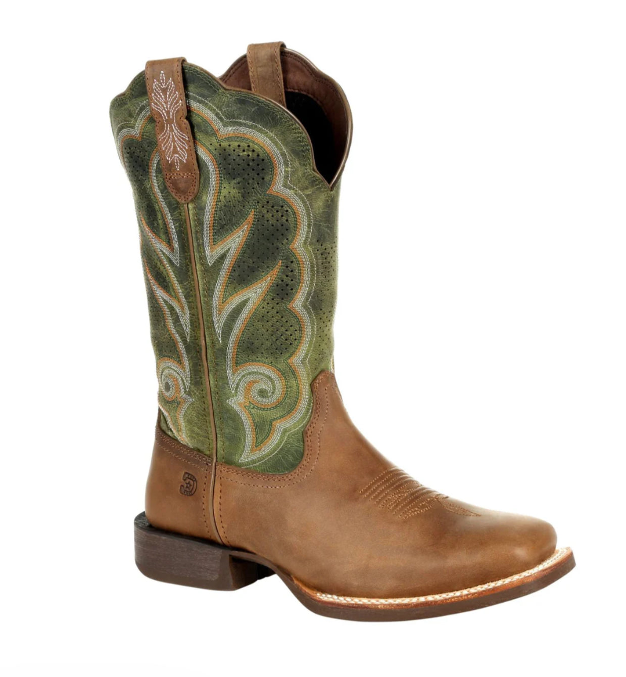 Durango Ladies Western Boot, X-treme AC, Brown Green, Square Toe DRD0378