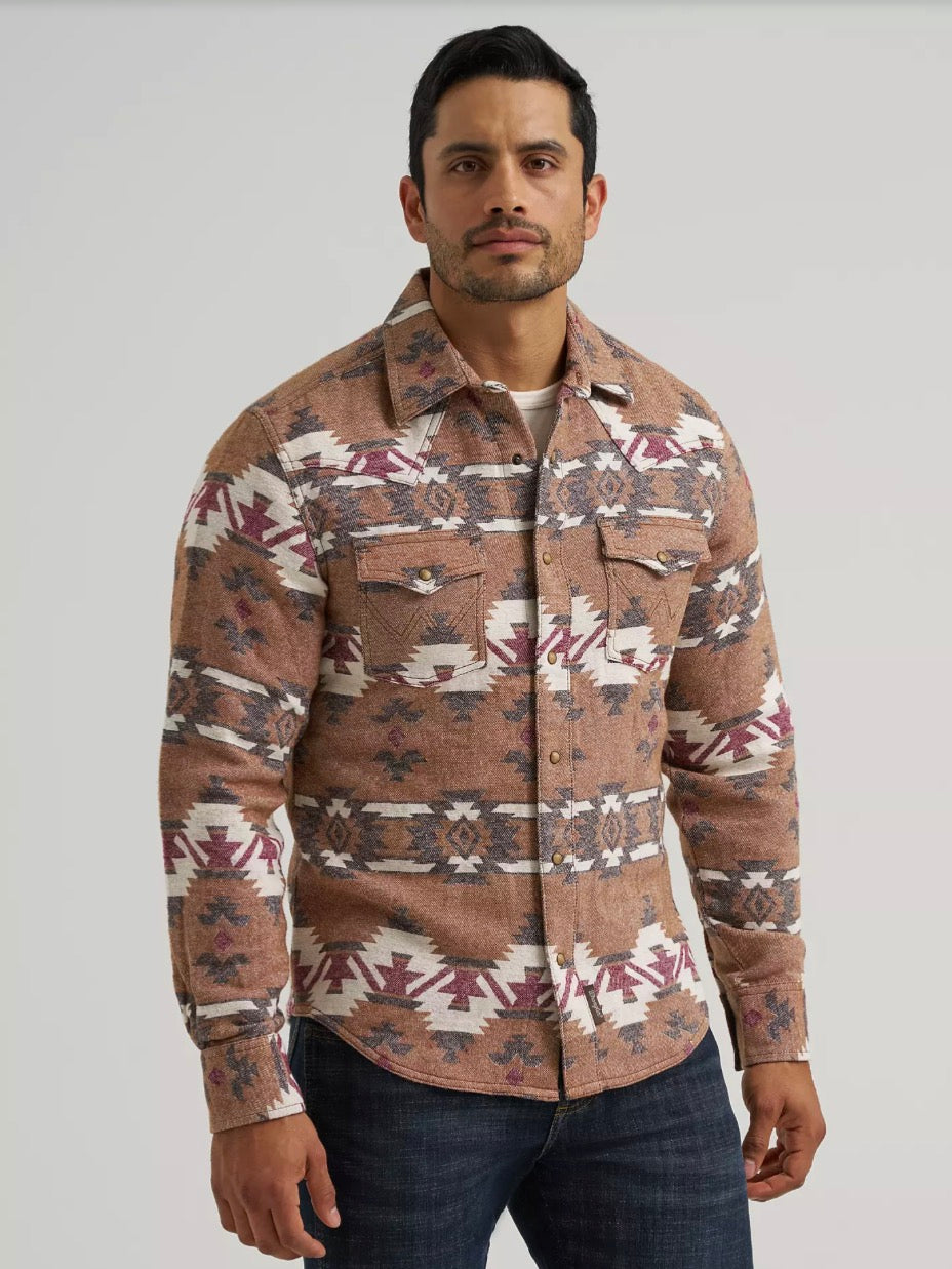 Wrangler Men's Cody Retro, Modern Fit Jacquard Shirt 112381532