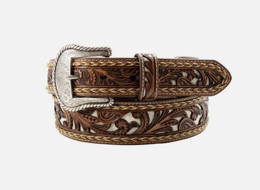 Nocona Men’s Belt, Calf Hide Inlay, w/ Braided Hair N210009602