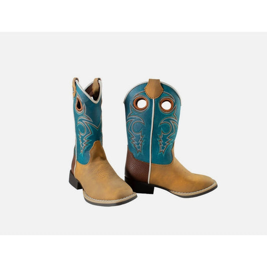 Twister Toddler & Youth Western Boot, Square Toe, Turquoise Top, 446009897