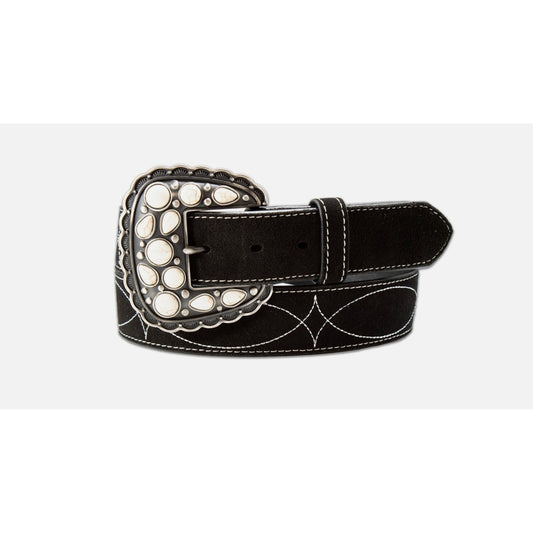 Angel Ranch - Ladies Belt, Black Roughout, Bootstitch D140010801