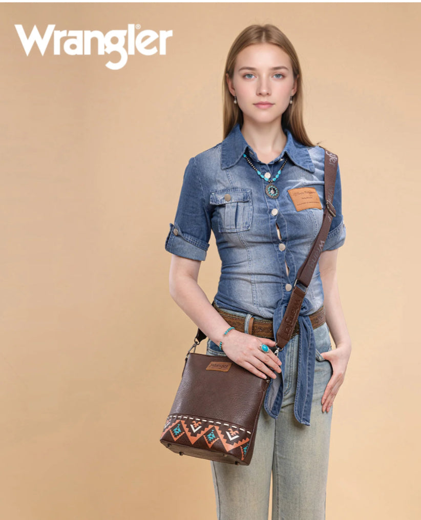 Wrangler Crossbody Purse for Ladies,Top-handle WG297G-8360 Coffee or Black