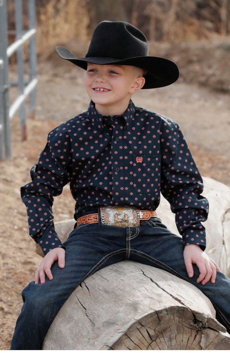 Cinch Boys & Toddler Long Sleeve Western Button Up Shirt, MTW7060401 & MTW7061401