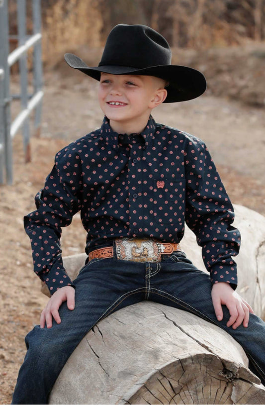 Cinch Boys & Toddler Long Sleeve Western Button Up Shirt, MTW7060401 & MTW7061401