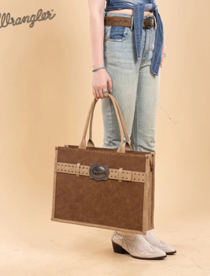 WRANGLER Buckle Concealed Carry Large Tote- WG250-8119BR