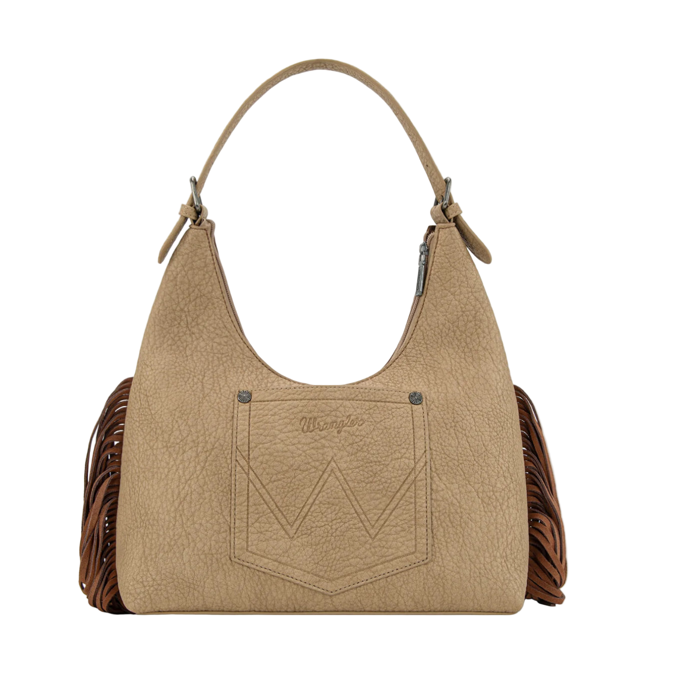 WRANGLER Fringe Floral Tooled Hobo Bag WG265-3027 Tan or Cofee