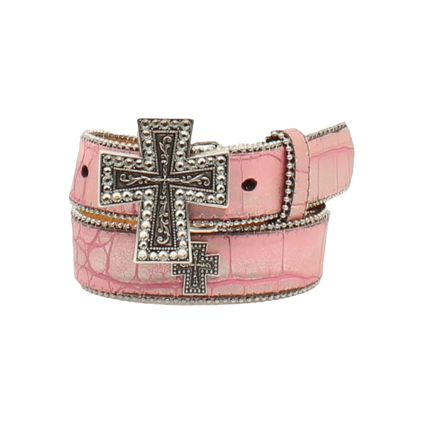 Nocona Kids Belt - Pink Alligator, Cross Concho N4438030