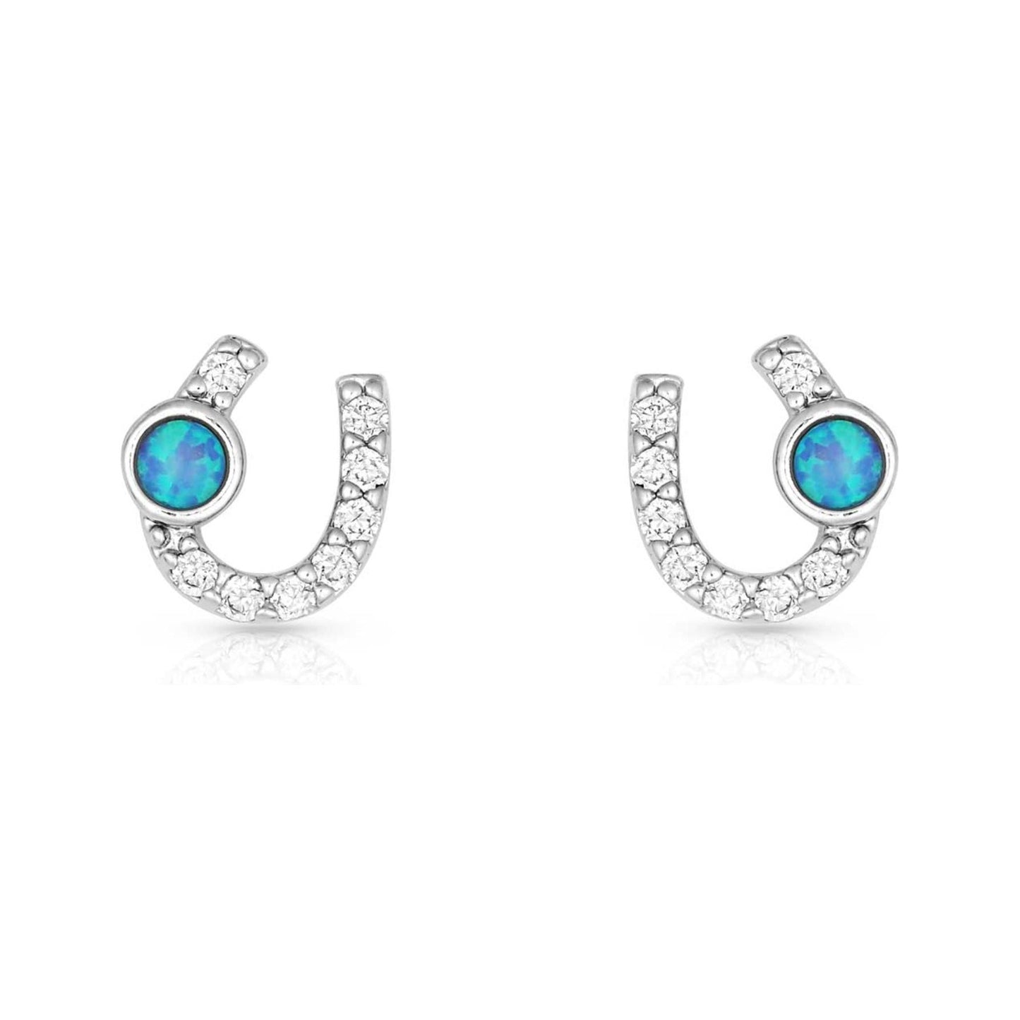 Montana Silversmiths - Earrings - Lightfoot Horseshoe Opal ER3394