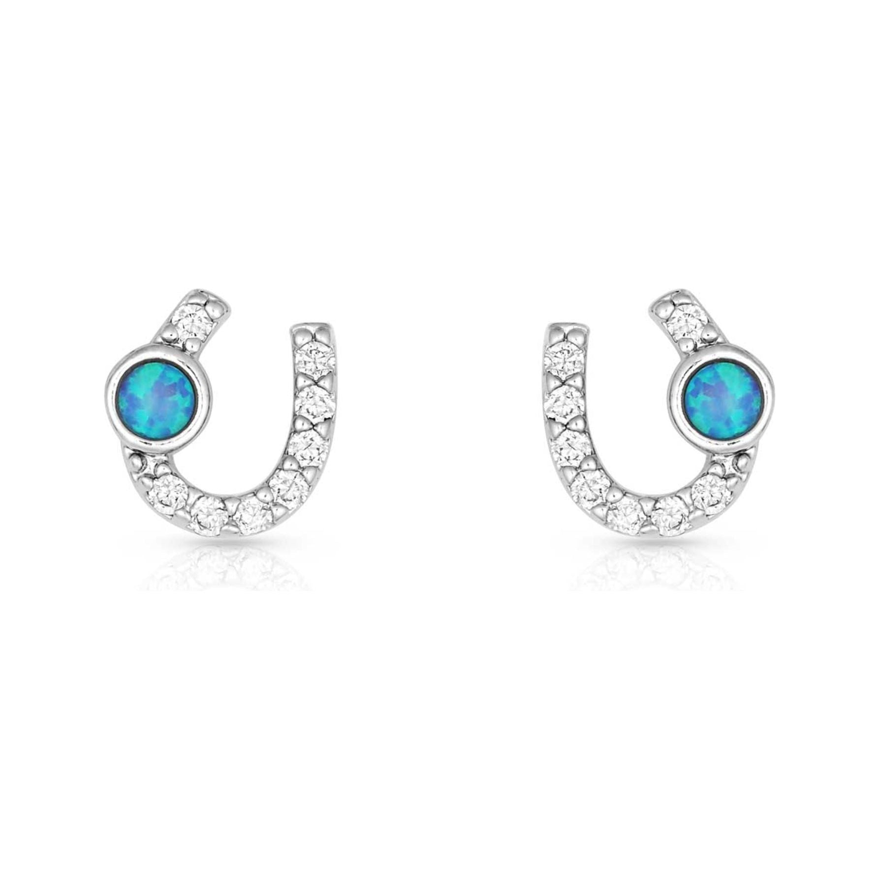 Montana Silversmiths - Earrings - Lightfoot Horseshoe Opal ER3394