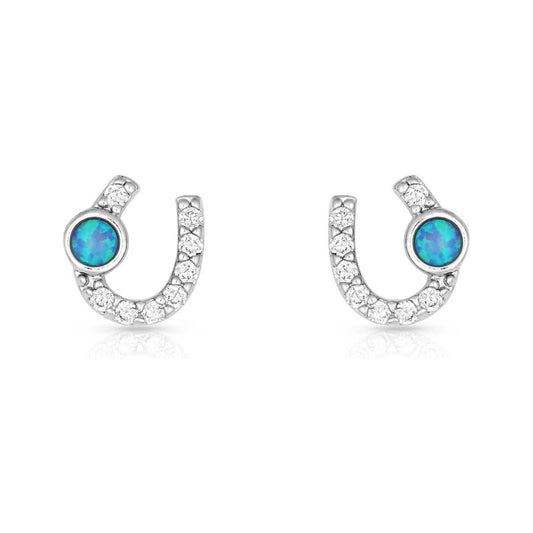 Montana Silversmiths - Earrings - Lightfoot Horseshoe Opal ER3394