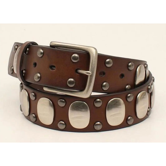 Ariat Men’s Leather Belt, stained edges and large silver disc conchos A1035902