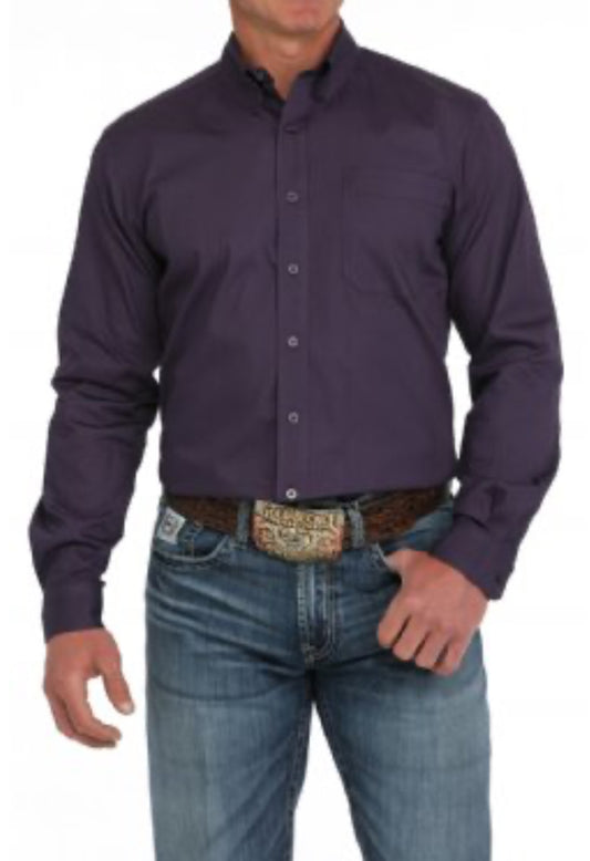 Cinch MEN'S Western Shirt - MODERN FIT SOLID BUTTON-DOWN - PURPLE MTW1347125