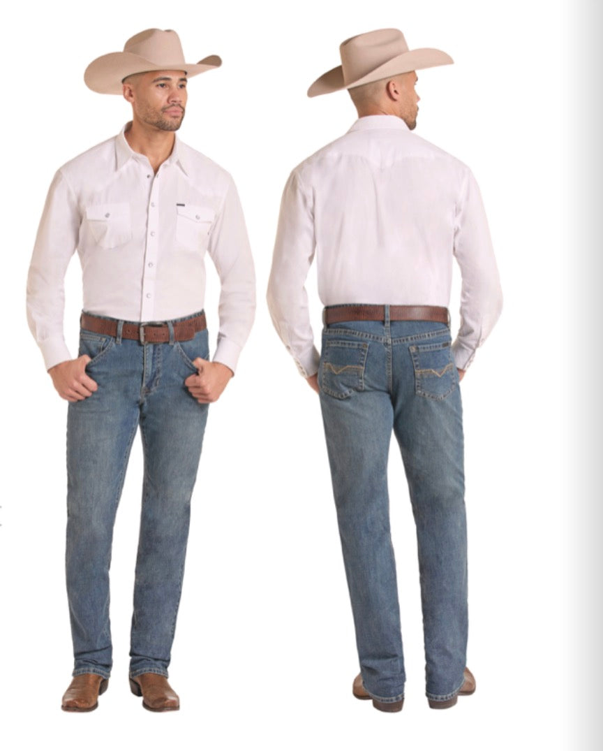 ROCK & ROLL Men’s JEAN, Vintage ‘46- Regular Fit, Medium Vintage, Pistol Straight Boot, VM1PD09877
