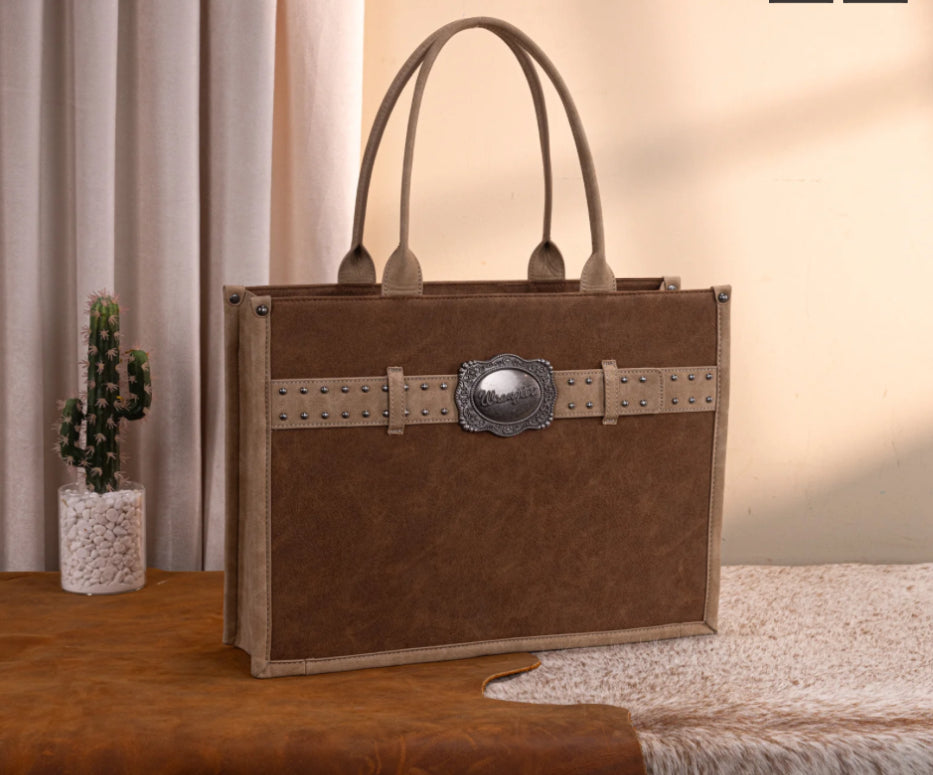 WRANGLER Buckle Concealed Carry Large Tote- WG250-8119BR