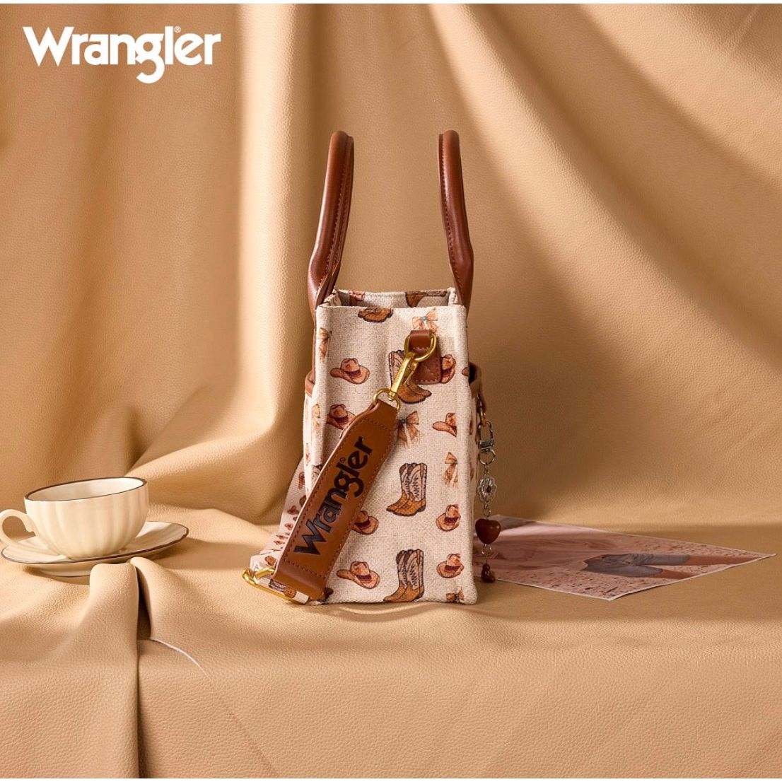 Wrangler Boot Print Small Canvas Tote/Crossbody - WG524-8120STN