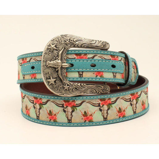 Ariat Ladies Belt Turquoise SKULL FLORAL A1531433