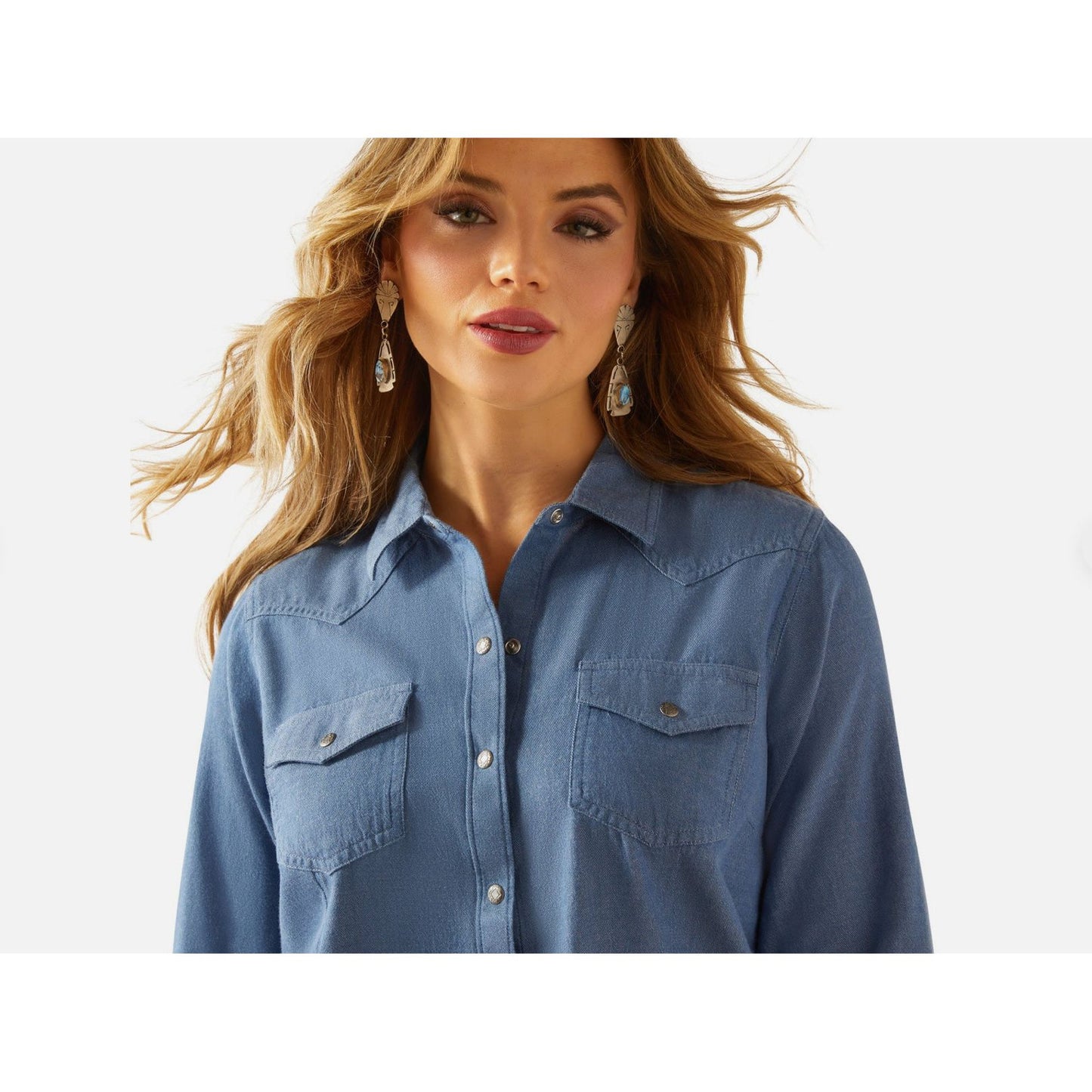 Ariat Ladies Shirt, Long Sleeve, Snap, Light Chambray 10060362