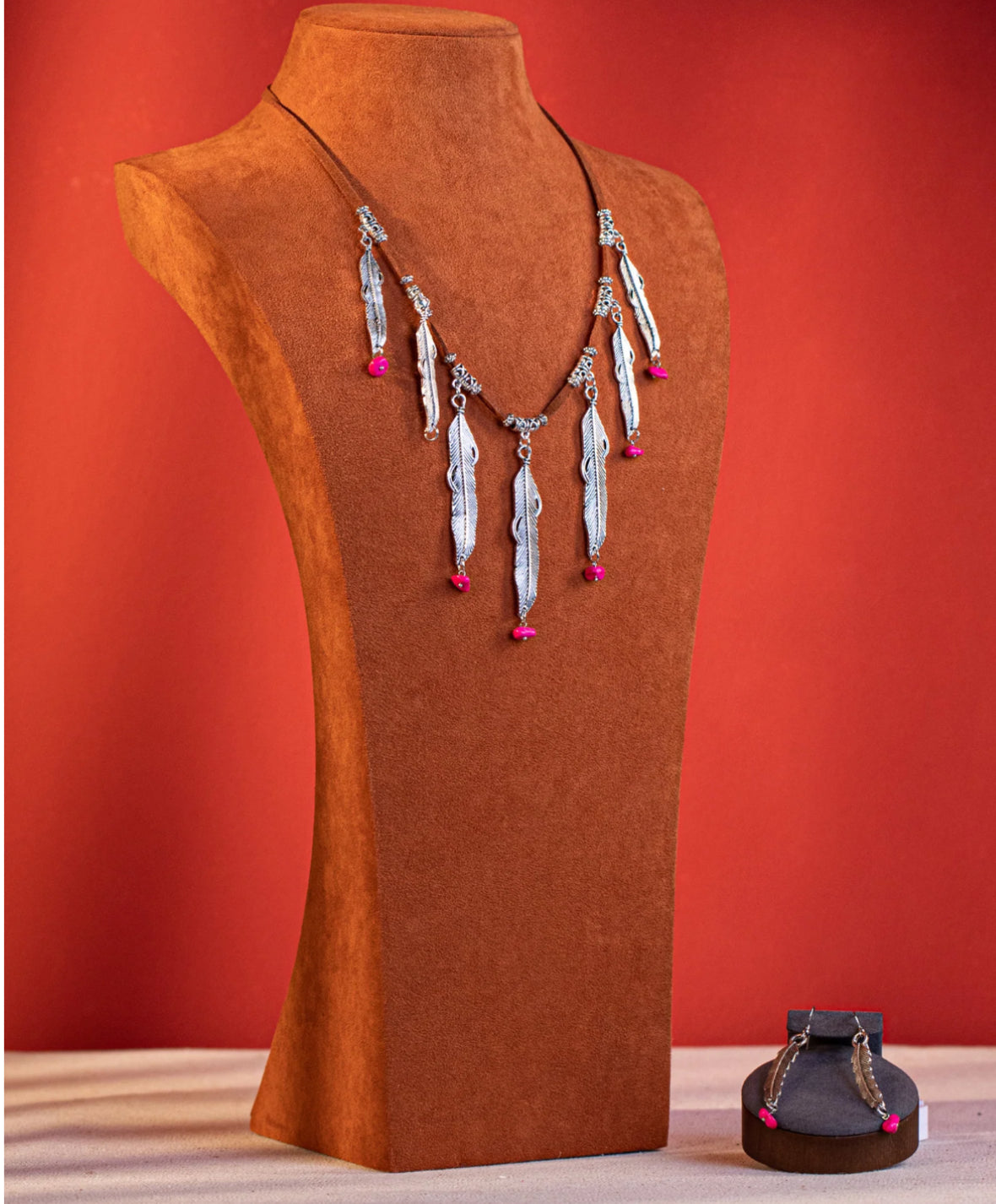 Wrangler Jewelry Set Pink w/ Feathers WNS-1030HPK