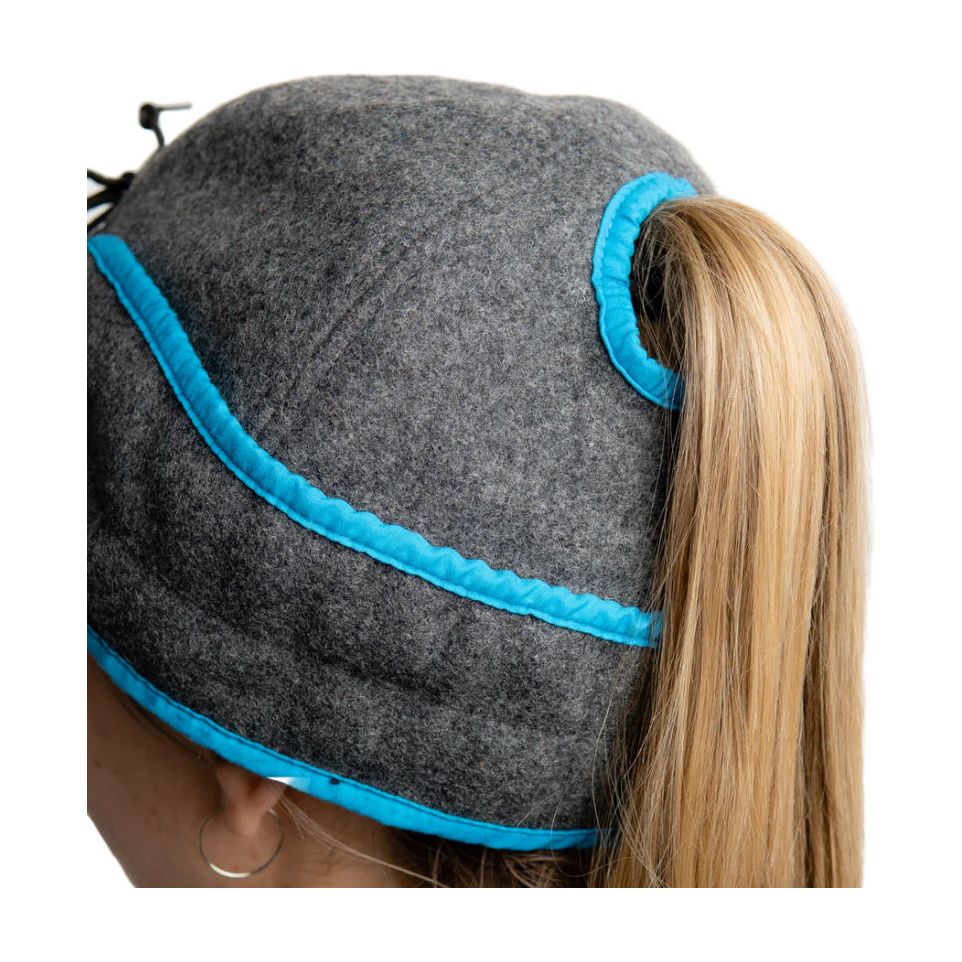 CROWNCAP Charcoal/ Blue Wool Blend Railroad Hat w/ Ponytail Hole 1-170L-PT