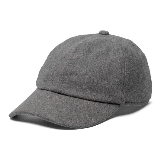 CROWNCAP Charcoal Wool Low-Profile Melton Ball Cap with Ear Flaps 1-210EC