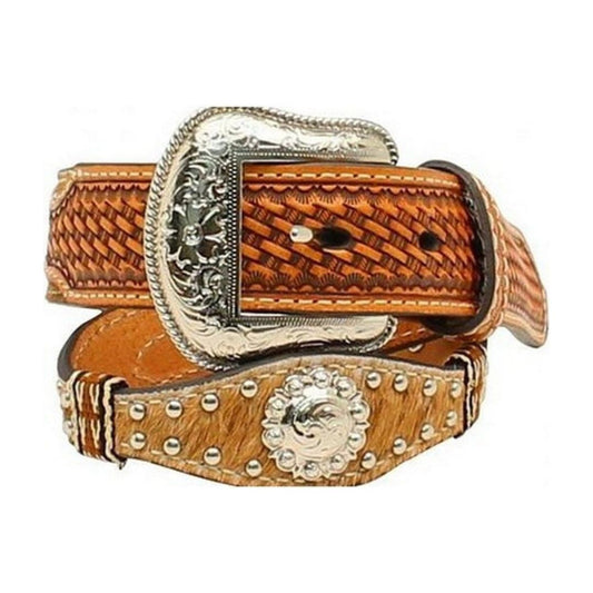 Nocona Kids Belt, Calf Hide, Scalloped Edge, Concho, N4436448