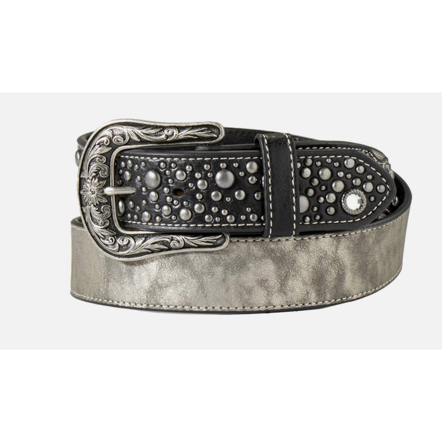 Angel Ranch - Ladies Belt, Crystals Studs Shimmery Grey D140005706