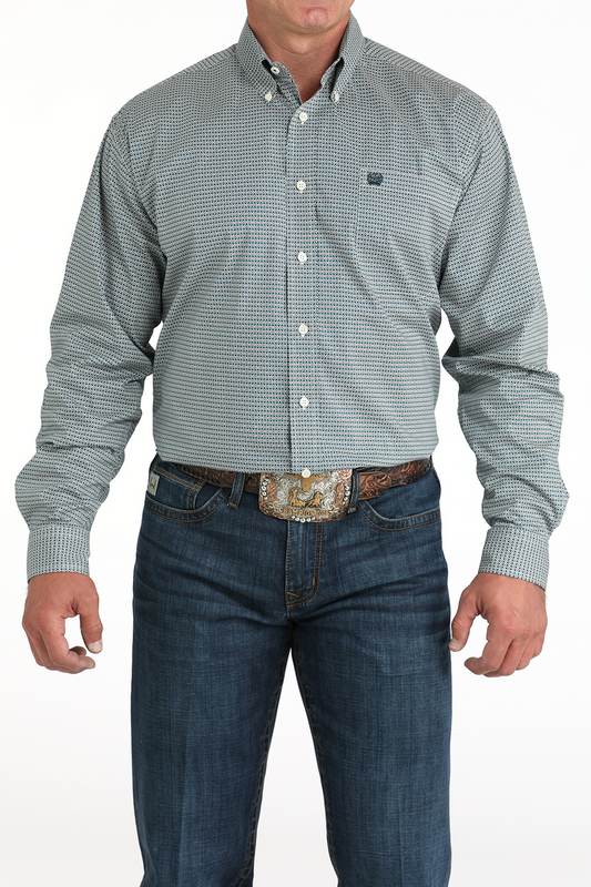 CINCH - Men LONG SLEEVE BUTTON-DOWN SHIRT, Teal MTW1105968
